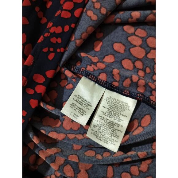 Anne Klein women blue red casual sleeveles stretch belted faux wrap dress size S - Picture 12 of 12